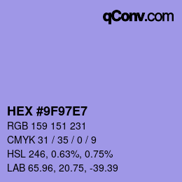 颜色代码: HEX #9F97E7 | qconv.com