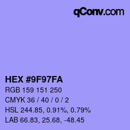 Color code: HEX #9F97FA | qconv.com
