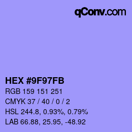 カラーコード: HEX #9F97FB | qconv.com