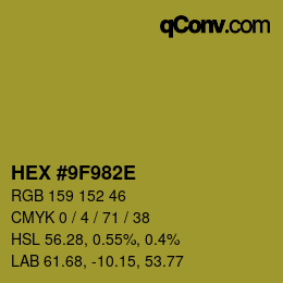 Color code: HEX #9F982E | qconv.com
