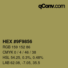 Farbcode: HEX #9F9856 | qconv.com
