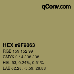 Color code: HEX #9F9863 | qconv.com