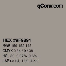 Color code: HEX #9F9891 | qconv.com