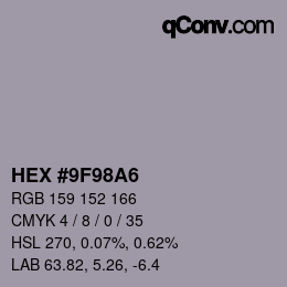 Color code: HEX #9F98A6 | qconv.com
