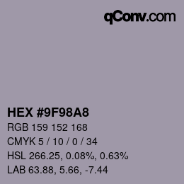 Código de color: HEX #9F98A8 | qconv.com