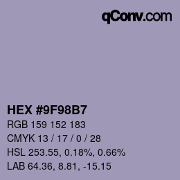 Color code: HEX #9F98B7 | qconv.com