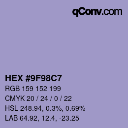 Color code: HEX #9F98C7 | qconv.com