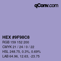 颜色代码: HEX #9F98C8 | qconv.com