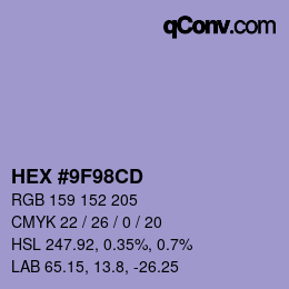 Color code: HEX #9F98CD | qconv.com