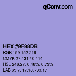 Color code: HEX #9F98DB | qconv.com