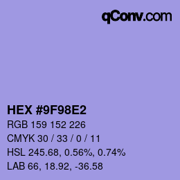 颜色代码: HEX #9F98E2 | qconv.com