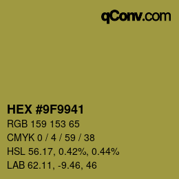 カラーコード: HEX #9F9941 | qconv.com