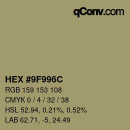 Color code: HEX #9F996C | qconv.com