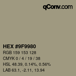 Color code: HEX #9F9980 | qconv.com