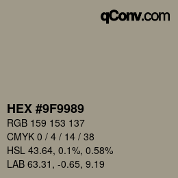 颜色代码: HEX #9F9989 | qconv.com