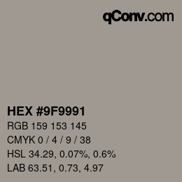颜色代码: HEX #9F9991 | qconv.com