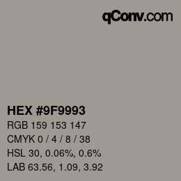 Color code: HEX #9F9993 | qconv.com