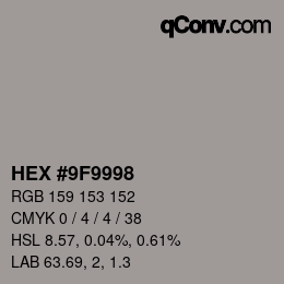 Color code: HEX #9F9998 | qconv.com