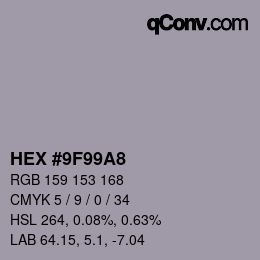 Color code: HEX #9F99A8 | qconv.com