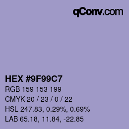 カラーコード: HEX #9F99C7 | qconv.com