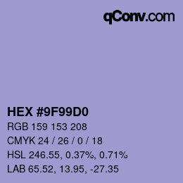 カラーコード: HEX #9F99D0 | qconv.com