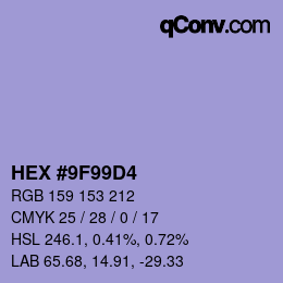 Color code: HEX #9F99D4 | qconv.com