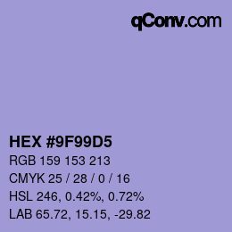 Color code: HEX #9F99D5 | qconv.com