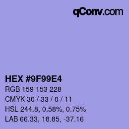 Color code: HEX #9F99E4 | qconv.com