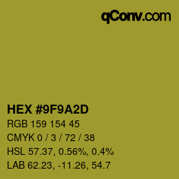 颜色代码: HEX #9F9A2D | qconv.com