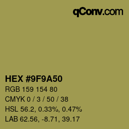 Color code: HEX #9F9A50 | qconv.com
