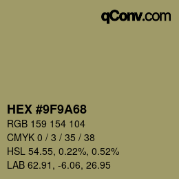 Color code: HEX #9F9A68 | qconv.com