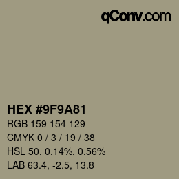 Color code: HEX #9F9A81 | qconv.com