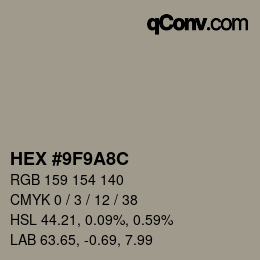 Código de color: HEX #9F9A8C | qconv.com