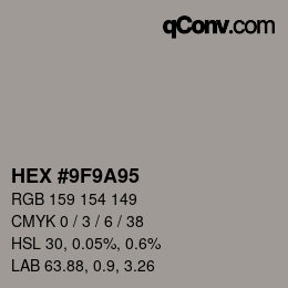 Color code: HEX #9F9A95 | qconv.com