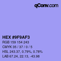 Color code: HEX #9F9AF3 | qconv.com