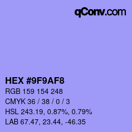 カラーコード: HEX #9F9AF8 | qconv.com
