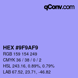 颜色代码: HEX #9F9AF9 | qconv.com