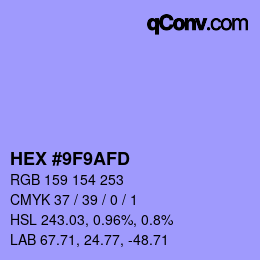 カラーコード: HEX #9F9AFD | qconv.com