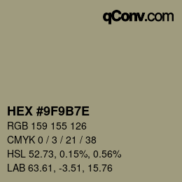 カラーコード: HEX #9F9B7E | qconv.com