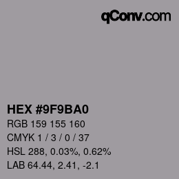 Color code: HEX #9F9BA0 | qconv.com