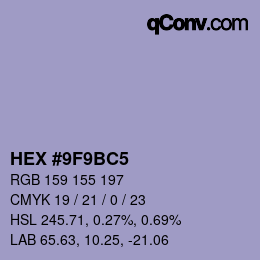 カラーコード: HEX #9F9BC5 | qconv.com