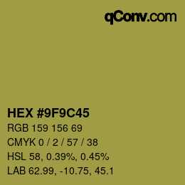 Color code: HEX #9F9C45 | qconv.com