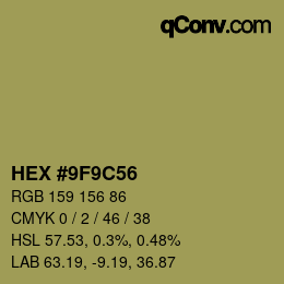 Color code: HEX #9F9C56 | qconv.com