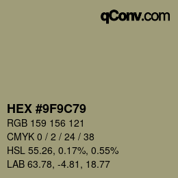 Color code: HEX #9F9C79 | qconv.com