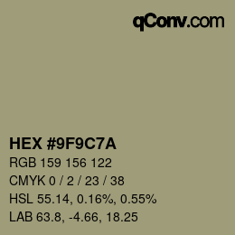 颜色代码: HEX #9F9C7A | qconv.com
