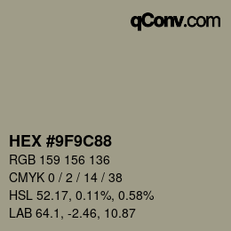 Color code: HEX #9F9C88 | qconv.com