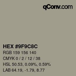 Farbcode: HEX #9F9C8C | qconv.com