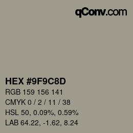 Color code: HEX #9F9C8D | qconv.com