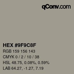 Color code: HEX #9F9C8F | qconv.com