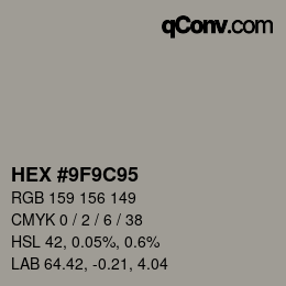 Color code: HEX #9F9C95 | qconv.com